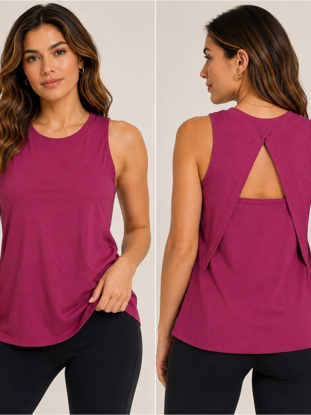 Express XL Sleeveless Open Back Top Burgundy Berry Wine Stretch Knit